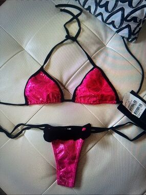 Hot Pink Sequin Micro Bikini Set